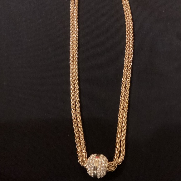 Jewelry - Elegant Double Strand FauxNecklace with Crystal Sphere